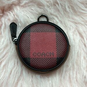Coach Round Coin Case Buffalo Plaid/Great for Headphones too A++++ C1508